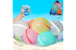 JOYRAVO 8PCS Reusable Water Balloons Self-Sealing Easy Quick Fill, Soft Silicone Water Bombs Splash Balls for Kids Adults, Perfect for Outdoor Water Fight Games and Swimming Pool Party - with mesh bag