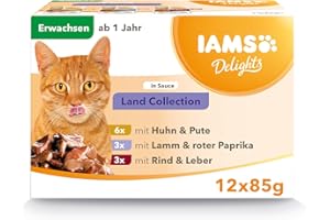 Iams Chat Adulte Nourriture Humide en sauce Terre "Land Collection" 12 sachets x 85g