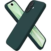 URUCHI iPhone 17 ile Uyumlu Kılıf, İ&ccedil;i Kadife Kaplamalı İnce Sıvı Silikon Tam Koruma Yumuşak Jel Silikon Kapak, Koyu Yeşil