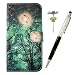 Produktbild Huawei P9 Lite Schutzhülle Leder Hülle, Alfort 3 in 1 Flip Wallet Fashion Design Dual Use Falten Premium PU Leder Tasche Case Cover Flip Mappen Kasten Abdeckung für Huawei P9 Lite 5.2" Smartphone Funktion Unterstützte Telefone mit Gluhwurmchen ( Grün ) + Netter Staub Stecker + Kristall Stylus Stift