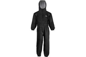 Zorax Combinaison de pluie légère et imperméable noire pour garçons et filles – Manteau de pluie coupe-vent à capuche – Sac de transport