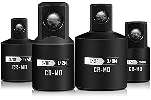 Mr.wintek Kraft-Stecknuss-Adapter, 4-teiliger Impact Socket Adapter, 1/4" 3/8" 1/2" SAE-Antrieb Schlagschrauber Adapter und Reduzierstück-Set Cr-Mo-Stahl