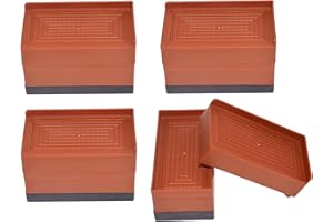 I3C 4 verstellbare Betterhöhungen, Möbelerhöhungen, 7,6 cm, rutschfest, strapazierfähig, für Bett, Tisch, Stuhl, Sofa, Schreibtisch, hebt Beinstrecker (Braun- Rechteckig)