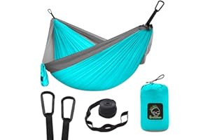 ‎GRASSMAN Hängematte Camping - Hängematte 2 Personen, Ultraleichte Outdoor Hängematte, Perfektes Camping Geschenke, Camping Hängematte Outdoor mit 2 Baumgurten + 2 Karabiner
