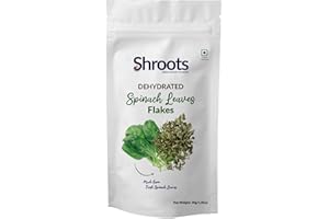 SHROOTS Dehydrated Spinach (Palak) Leaves Flakes Pure Vegetarian Gluten-Free No Added Salt Easy Cooking Essential Machine Dried Vegetables with Natural Aroma Ideal for Everyday Meals 1.06 oz Pack of 1