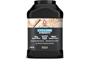 MaxiNutrition - Cyclone, Vanilla - Premium Whey Protein Powder with Added Creatine, Glutamine & HMB – Low in Sugar and Fat, Vegetarian-Friendly - 31g Protein, 206 kcal per Serving, 1.26kg