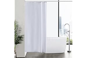 Furlinic Cortina de Ducha Blanca Anti Moho Cortinas de baño Impermeables Tejido de poliéster Lavable 100x200cm con Cinta de Peso para baño Habitación húmeda 39x78 Pulgadas.