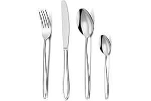 Cutlery Set, Pleafind 32-Piece Stainless Steel Flatware Set for 8 People, Spoon Knife and Fork Sets, Mirror Polished and Dishwasher Safe, Silverware Set for Home, Kitchen