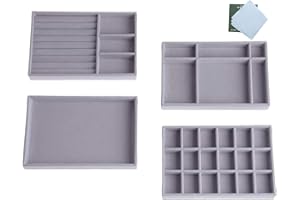 Stocomodi Jewellery organiser, jewellery storage drawer, set of 4 grey jewellery display trays