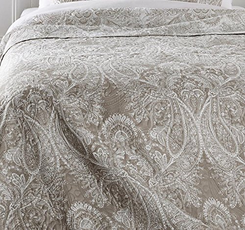 Set aus Tagesdecke und 2 Kissenbezügen – Große Größe – romantischer Stil – Farbe Beige und Weiß - 2