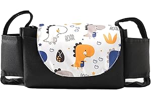 Ruspela Organizzatore per passeggino universale per passeggino organizer da appendere borsa organizer multifunzione accessori per passeggino piccolo dinosauro