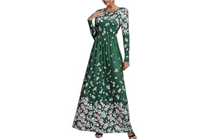 QI_LIANG Robe Tunique pour Femme Coton Grande Taille Robe Tunique Fleur Le Printemps Manche Longue Patineus Robe Femme Nouveauté Large Col Rond Doux Clubbing