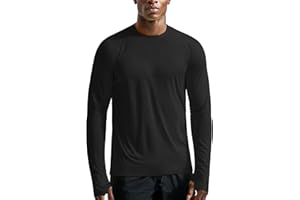 Zengjo Long Sleeve Running Top Men Quick Dry Gym Sports Training T Shirts with Thumb Holes Lightweight UV Protection