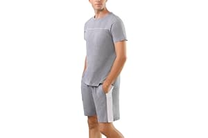 Marvmys Pijama Hombre Verano 100% Algodón Corto Pijamas Hombre Mangas Cortas 2 Piezas con Camiseta y Pantalones Cortos Conjunto de Pijama para Hombre S-XXL