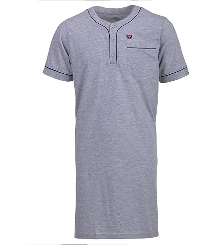 Camicia Da Notte Uomo Cotone - Pigiama Comodo Maniche Corte Lunghezza Ginocchio - Foto 2