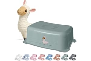 ‎DOCARI DOCARI Tritthocker Kinder Lama Grün - Kindertritt Waschbecken stabil und rutschfest - Toilettenhocker Kinder Hocker Badezimmer - Kinderhocker Tritthocker für Kinder Tritt Hocker Kinder Bad