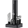Haier 5-in-1 Electric Wine Bottle Opener Kit - Battery-Powered - Includes Tulip Wine Aerator Pourer - Foil Cutter - 2 Wine Vacuum Bottle Stoppers - Storage Base - Bottle Opener - Premium Quality