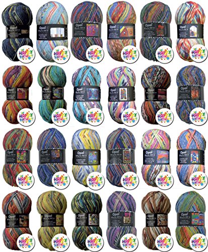 1437 OPAL HUNDERTWASSER Serie I: SINGENDER DAMPFER IN ULTRAMARIN – 1er Set 100g Knäuel 75% Schurwolle, 25% Polyamid, Lauflänge ca. 425m/100g, Nadelstärke 2 – 3 mm +Button HAPPY BIRTHDAY - 4