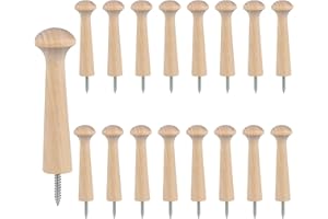 Ruisenda Shaker-Heringe aus Holz, zum Aufschrauben, 7,4 cm, massives unlackiertes Holz, zum Aufhängen von Mänteln, Hüten, Taschen und mehr, 16 Stück