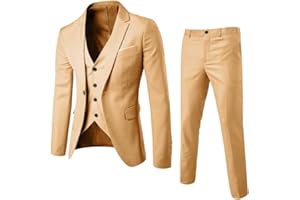 YOUYING Completo da uomo 3 pezzi Slim Fit monopetto giacca gilet pantaloni blazer set casual business party abiti da matrimonio