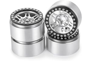 ZHRCFUN Lot de 4 jantes en alliage d'aluminium 1,9" RC Beadlock pour toutes les TRX4 SCX10 RC Crawler Upgrade, argent
