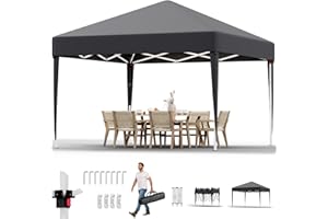 JUMMICO Gazebo 2x2 Pieghevole Impermeabile,Gazebo Regolabile Robusto,Gazebos Esterno Resistente Protezione UV 50+,Gazzebo Da Giardino Tende per giardini, feste e party,Grigio