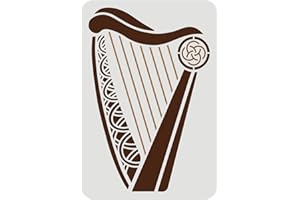 FINGERINSPIRE Celtic Irish Harp Stencil 29.7x21cm Musical Instrument Mylar DIY Art Craft Template Reusable Irish Welsh Knotwork Symbols Washable Wall Stencils for Painting