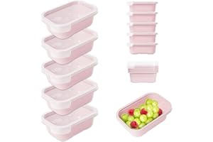 Mypicompany. Recipientes Herméticos para Alimentos, 5 Piezas (5 x 500ml). Envases para Alimentos Aptos para Microondas y Lavavajillas. Envases de Plastico con Tapa Color Rosa.