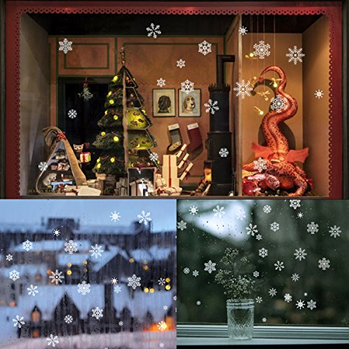85 Fensterdeko Schneeflocken NICEXMAS Fensterbilder Schneeflocken(weiss)