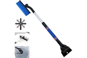 Mino Plus Cepillo de Nieve del Coche,Cepillo de Nieve con raspador de Hielo,Cepillo de Nieve Desmontable,Cepillo para Quitar Nieve,Cepillo de Nieve Extensible y Rascador de Hielo para Coche (Azul)
