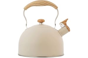 HUDHOWKS Bollitore Con Fischietto, 2,5 L Bollitore Da Tè In Acciaio Inossidabile Per Uso Alimentare, Teiera Con Manico Anti-Caldo, Bollitore Per L'acqua Con Fischietto, Bollitore Per Tè E Caffè Per Fornello A