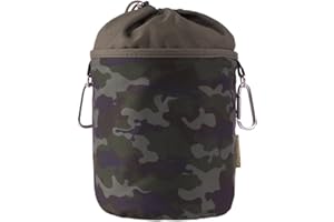 bellaCott Sac à Pinces à Linge Portable à Suspendre en Coton avec 2 mousquetons Robustes, Fermeture à Cordon et Attache métallique pour Ranger Les Pinces à Linge, Ø 17 cm x 28 cm, Design : Camouflage