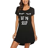 MAXMODA Camicia da Notte da Donna Divertente Camicia da Notte a Maniche Corte da Notte Estiva da Notte XS-XXL