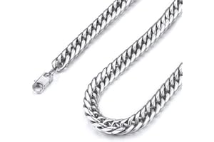 FindChic Collier Homme Femme Grosse Maille Acier Inoxydable, Chaîne à Maillons Gourmette Solide, Longueur 46/51/55/61/66/71/76/91 CM, Collier Homme Chaîne Chunky