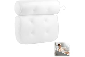 DTGECD 1Pcs Bath Pillow for Bathtub, Bath Pillows for Head and Neck, Soft Bath Cushion for Head and Neck Support, Comfortable Bath Head Rest for Relaxing Bath Time (White)