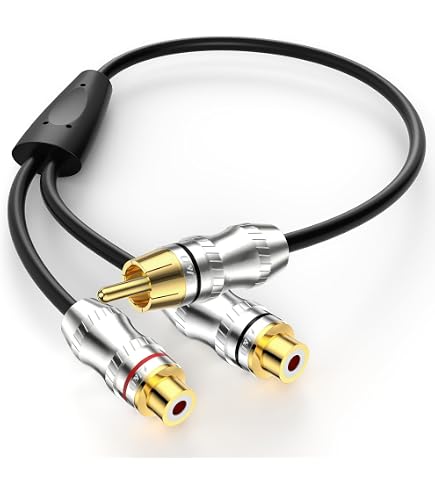 Cavo Splitter RCA Y 2 Pezzi 20 Cm – 1 Maschio A 2 Femmine, Placcato Oro, Per Subwoofer, TV E Amplificatori HiFi