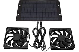 HOVEELUTY Solar Panel Fan Kit 10 W 12 V Solar Panel Powered Dual Fan Waterproof Solar Powered Fan Multifunctional Solar Extractor Fan for Greenhouses Sheds Pet Houses