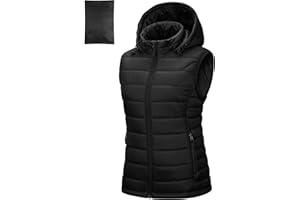 Outdoor Ventures Gilet trapuntato da donna con cappuccio, imbottito, per le mezze stagioni, imbottito, sportivo, da donna, caldo, con colletto alto, per escursioni, campeggio