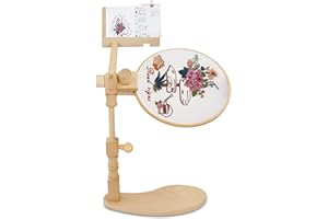 RoseFlower Soporte de Punto de Cruz de Madera, Soporte de Aro Giratorio Ajustable con Aros para Bordado, Bastidor de Bordado de Escritorio, Soporte Anillo para Costura, DIY Labor de Aguja#5
