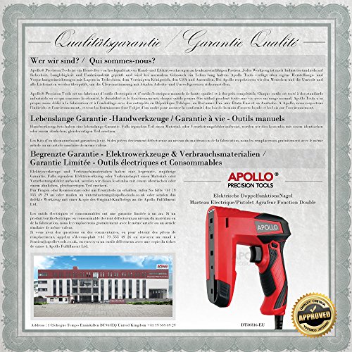 Apollo Elektrische Dual-Funktions-Klammer- & Nagel-Pistole, inklusive 400 x 10mm Klammern und 100 x 14mm Nagelstiften - 5