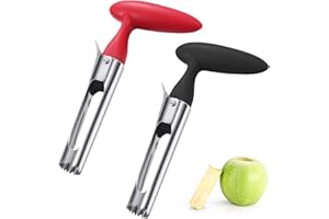 GVIVEJ Vide-Pomme en Acier Inoxydable, Coupe-Pommes,Avec lame Dentelée Tranchante et Poignée Ergonomique, pour Fruits et Légumes, Rouge, Noir