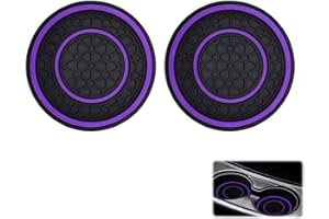 HUMMCQIT Car Cup Holder Coaster, 2.75 Inch Anti-Slip Shockproof Plastic Insulation Cup Mats Car Coasters Cup Holder Insert Universal Car Accessories Interior for Most Cars, SUV, Truck (Purple,2)