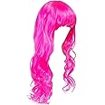 KRIWIN Hot Pink Color Synthetic Long Hair Wig(23") - for Cosplay, Party Photo Booth, Fancy Dress, Fashion
