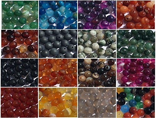 Ein Strand Agate Beads Semi Precious Gemstone Beads Gemstone Bracelet Obsidian Gemstone Tumblestone Semi-Precious Pearls Pearls Beads Aventurine Jade Crystal King's Onyx Tiger's Eye Bead Bracelet Braun Roter Achat