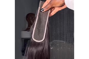 BEEOS 2x6 SKINLIKE Real HD Lace Closure Piece, Straight Human Hair Bleached Knots Pre-Plucked Hairline Ultra-Thin Invisible Lace Closure 14 Inch