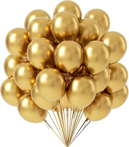 Ballons Dorés Métalliques, 50Pcs Ballons Dorés 12 Pouces, Ballons En