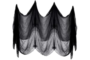 SHOKAN Halloween Deko Schwarzes Gruseliges Tuch, 215 x 500 cm, Große Baumwoll-Gaze, Gruseliges Halloween-Spinnennetz, beängstigende Hexenvorhang, Dekoration, Spukhäuser, Innen- und Außendekorationen