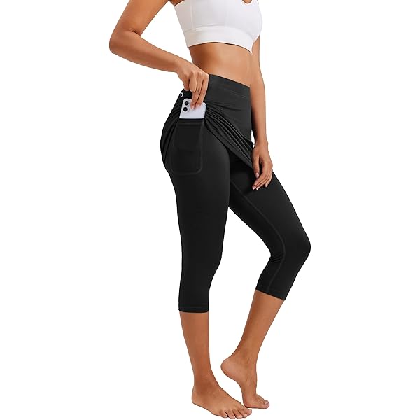 Bellivalini Yoga Broek met Rok 3/4 Trainingsbroek Yoga Broek Dames Lichtgewicht Viscose Sweatbroek BLV50-276 (Bordeaux, XS
