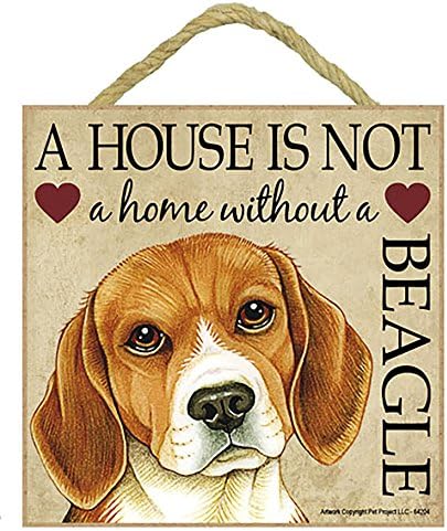 Beagle Hound Gift - Plaque 5" x 5" 'House is not a Home' - Hang it or Stand it on the easel.