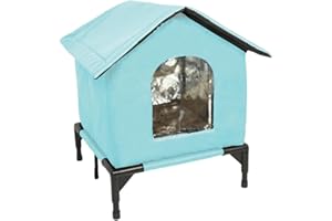 MagiDeal Maison Chat Extérieur, Niche pour Chat Exterieur, Cabane Chat Exterieur Hiver et Pluie, Abri Isolé et Coupe-Vent en Tissu Oxford, Tente Chaude pour Animaux Domestiques Errants, L Blue